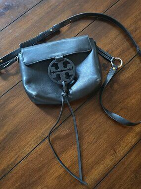 TORY BURCH Miller Leather Crossbody Bag in Black